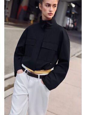 Cropped High Collar Jacket
